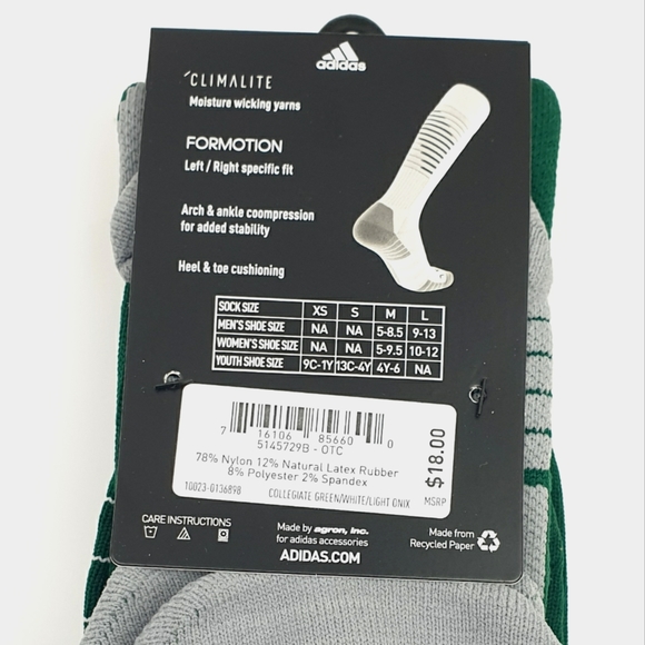 2 Adidas climalite soccer team striped compression arch and ankle size small - Picture 3 of 4